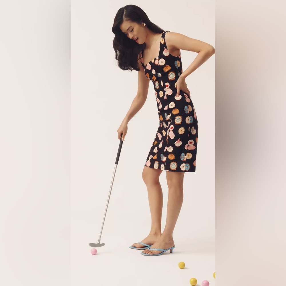 NWT ✨ Anthropologie Maeve Fitted Square-Neck Mini Dress: Danielle Kroll Edition